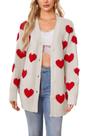 Suéter de cardigã feminino AOMEXAGA, fofo, grande, bege, vermelho