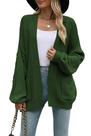 Suéter de cardigã feminino Cakulo 2024 Chunky Knit verde tamanho L