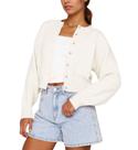 Suéter de cardigã feminino KIGRAD Y2k, frente aberta, algodão branco