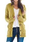 Suéter de cardigã feminino PRETTYGARDEN tricotado amarelo XL