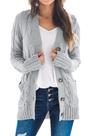 Suéter de cardigã feminino PRETTYGARDEN tricotado cinza (M)