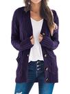 Suéter de cardigã feminino PRETTYGARDEN tricotado roxo escuro