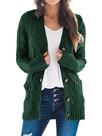 Suéter de cardigã feminino PRETTYGARDEN tricotado verde escuro