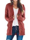 Suéter de cardigã feminino PRETTYGARDEN tricotado vermelho tamanho S