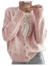 Suéter de cardigã feminino WDIRARA com botões em malha rosa XXL