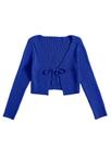 Suéter de cardigã Floerns Tie Front Rib Knit Crop Top Azul