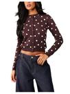 Suéter de cardigã Milumia Polka Dots Button Up Brown Feminino