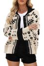 Suéter de cardigã yoeasy Floral Color Block para mulheres
