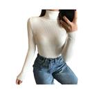 Suéter De Gola Alta Em Cashmere Macio Para Mulheres, Tricô Básico Sólido, Top Casual De Outono E