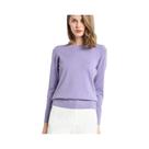 Suéter De Lã De Cashmere Para Mulheres Em Tamanho Grande, Pullover Slim Com Decote O E Mangas Longas