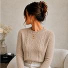 Sueter De Lã Feminino Blusa de Frio Tricot Quente, confortável e Elegante
