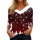 Suéter de Natal COTECRAM feminino plus size com decote em V, vinho