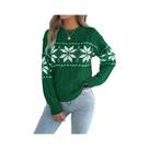 Suéter De Natal Feminino Com Padrão De Floco De Neve Em Cores Contrastantes, Tricô De Manga Longa,