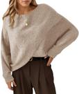 Suéter de poncho Saodimallsu feminino de grandes dimensões tricotado cáqui