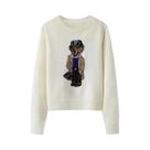 Suéter De Tricô Feminino Com Estampa De Urso, Pullover De Inverno E Outono, Designer Lauren