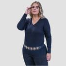 Suéter Feminino Básico Modal Gola V