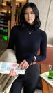 Suéter Feminino Casaco de Malha Ribana Blusa Frio de Gola Alta Cor:Preto Suéter Feminino Casaco de Malha Ribana Blusa Frio de Gola Alta Cor:Preto