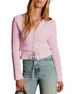 Suéter feminino casual de malha de crochê Cardigan Bianstore rosa-S