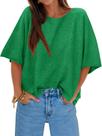 Suéter feminino Cicy Bell de meia manga grande com gola de barco verde