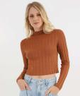 Suéter Feminino Cropped Gola Alta Marisa Marrom-49041 Suéter Feminino Cropped Gola Alta Marisa Marrom-49041