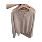 Suéter Feminino De Cashmere Curto Em Tricô Com Gola Redonda, Quente E Casual, Estilo Coreano