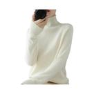 Suéter Feminino De Cashmere Gola Alta Slim Fit Outono Inverno Manga Longa Malha Canelada Suéter Feminino De Cashmere Gola Alta Slim Fit Outono Inverno Manga Longa Malha Canelada