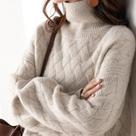 Suéter Feminino De Cashmere Solto Oversize Para Inverno, Casual E Elegante, Pullover Grosso De Manga