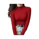 Suéter Feminino De Gola Alta Slim Fit Para Outono/Inverno, Estilo Vintage, Tricô Sólido, Casual, Top Suéter Feminino De Gola Alta Slim Fit Para Outono/Inverno, Estilo Vintage, Tricô Sólido, Casual, Top