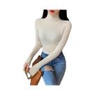 Suéter Feminino De Inverno Térmico Com Gola Alta Listrado, Blusa De Tricô De Manga Longa Quente