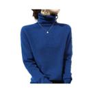 Suéter Feminino De Lã De Vison E Caxemira Grosso Com Gola Alta Multicolorido Para Outono Inverno