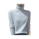 Suéter Feminino De Lã De Vison E Caxemira Grosso Com Gola Alta Multicolorido Para Outono Inverno