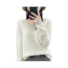 Suéter Feminino De Lã Merino 100% Com Decote Em V, Casual, Tricotado, Outono Inverno 2024 Suéter Feminino De Lã Merino 100% Com Decote Em V, Casual, Tricotado, Outono Inverno 2024