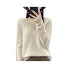 Suéter Feminino De Lã Merino 100% Com Decote Em V, Pullover Casual De Tricô Para Outono Inverno 2024