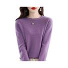 Suéter Feminino De Lã Merino 100% Tricotado Com Gola Redonda E Detalhes Vazados 11 Cores Coleção