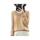 Suéter Feminino De Lã Merino E Cashmere Com Decote Em V, Manga Longa, Tricô Para Outono E Inverno