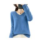 Suéter Feminino De Lã Merino E Cashmere Com Decote Em V, Manga Longa, Tricô Para Outono E Inverno Suéter Feminino De Lã Merino E Cashmere Com Decote Em V, Manga Longa, Tricô Para Outono E Inverno