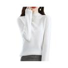 Suéter Feminino De Lã Pura 100% Com Gola Alta, Pulôver De Cashmere, Top Casual Em 19 Cores