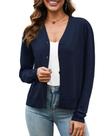 Suéter feminino de malha de manga comprida Cardigan VIISHOW azul marinho