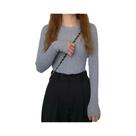 Suéter Feminino De Manga Longa Com Gola Redonda, Tricô, Moda Outono Inverno, Pullover Básico Sólido