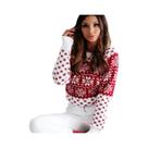 Suéter Feminino De Natal Com Estampa De Floco De Neve, Manga Longa, Gola Redonda, Casual, Pullover