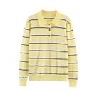 Suéter Feminino De Outono Com Listras E Manga Comprida, Casual, Solto, Streetwear, Pulôver, Tops