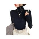 Suéter Feminino De Tricô Gola Alta Grosso Outono Inverno Casual Slim Fit Estilo Coreano Camada Base