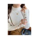 Suéter Feminino De Tricô Gola Alta Manga Longa Slim Fit Outono Inverno Macio Pulôver Streetwear