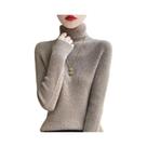 Suéter Feminino De Tricô Gola Alta Outono Inverno, Blusa Elegante De Manga Longa Com Alta