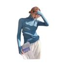 Suéter Feminino De Tricô Gola Alta Slim Fit Quente De Inverno Cor Sólida Estilo Coreano