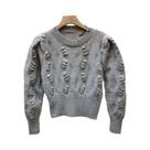 Suéter Feminino De Tricô Gola O Manga Longa Vazado Crochê Cor Sólida Para Outono Inverno