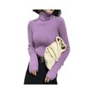 Suéter Feminino De Tricô Grosso Canelado Com Gola Alta, Manga Longa, Ajuste Slim, Macio E Quente Suéter Feminino De Tricô Grosso Canelado Com Gola Alta, Manga Longa, Ajuste Slim, Macio E Quente