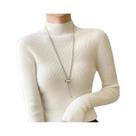 Suéter Feminino De Tricô Grosso Liso Com Gola Alta Estilo Coreano Harajuku Slim Fit Pulôver Outono