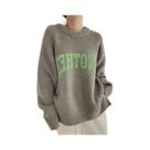 Suéter Feminino De Tricô Oversized Solto Em Cores Vibrantes, Moda Coreana, Pulôver De Gola Redonda