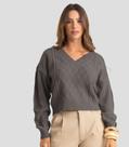 Sueter Feminino Decote Em V Infinita Cor Cinza Sueter Feminino Decote Em V Infinita Cor Cinza
